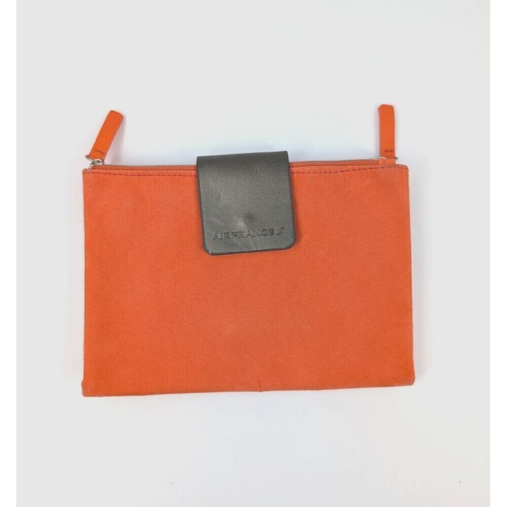 AIRFRANCE Travel Organizer Clutch Orange Vegan Suede Wallet Pouch‎ Wallet